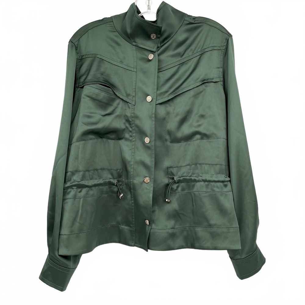 White House Black Market Green Satin Utility Jacket | Women’s M